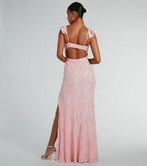 Estella V-Neck Column Long Sequin Formal Dress