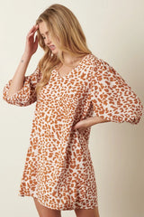 Mittoshop Animal Print Puff Sleeve Mini Dress
