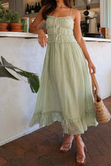 Ruffled Hem Frill Midi Cami Dress