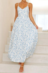 Bow Back Printed V-Neck Cami Dress