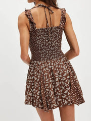 Floral Scoop Neck Mini Dress with Ruffle Hem