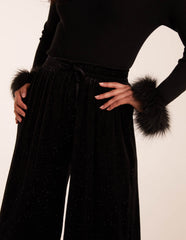 Sparkling Velour Wide Leg Trousers