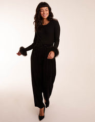 Sparkling Velour Wide Leg Trousers