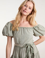 Milkmaid Puff Sleeve Mini Dress
