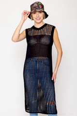 Chest Blocked Crochet Long Dress