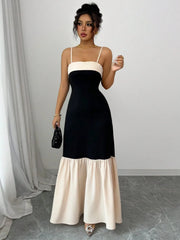 Two-Tone Spaghetti Strap Maxi Dress