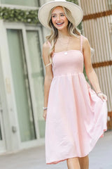 And The Why Smocking Open-Back Sleeveless Midi Dress