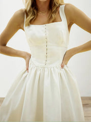 Square Neck Wide Strap Mini Dress