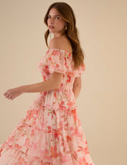 Luxe Off The Shoulder Frill Maxi Dress