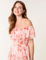 Luxe Off The Shoulder Frill Maxi Dress