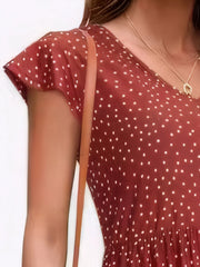 Polka Dot Ruffle Sleeve V-Neck Mini Dress