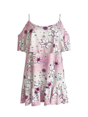 Floral Cold Shoulder Ruffle Mini Dress