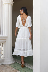 Cowboy Midi Dress White