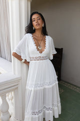 Cowboy Midi Dress White