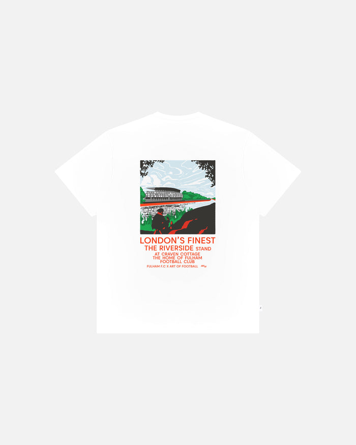 ART OF Fulham Riverside Stand Tee | FFC White Graphic Football T-shirt