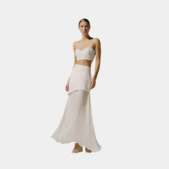 Baobab Roma Crop Top, Ivory, model