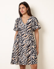 Coconut Button Shirred Waist Dress
