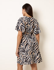 Coconut Button Shirred Waist Dress