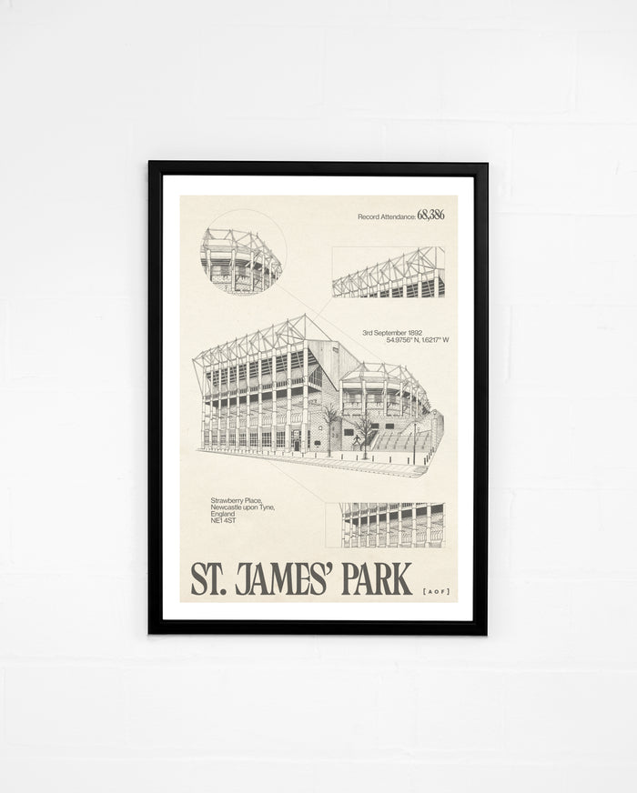 ART OF Toon Blueprint Framed Print | NUFC Football Wall Art
