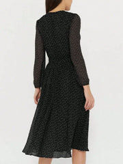 Polka Dot Long Sleeve Midi Dress