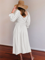 CALL IT LOVE TWO WAY TIERED MIDI DRESS - WHITE