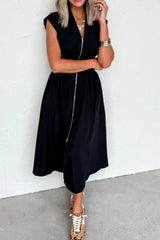 Sleeveless Zip-Front Maxi Dress
