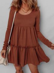 Frill Tiered Long Sleeve Mini Dress