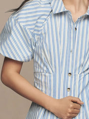 Striped Button Front Shirt Dress