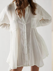 Textured Button-Down Shirt Dress