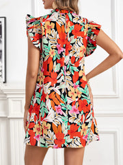 Floral Ruffle Sleeve Summer Dress