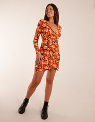 Fixed Wrap Gathered Mini Dress