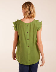 Button Back Frill Top
