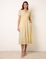 Embroidery Detail V-Neck Dress