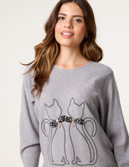 Embellished Cat Jumper