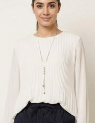 Long Sleeve Pleated Top