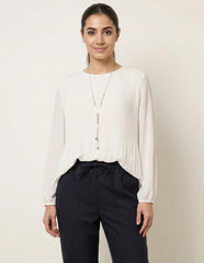 Long Sleeve Pleated Top
