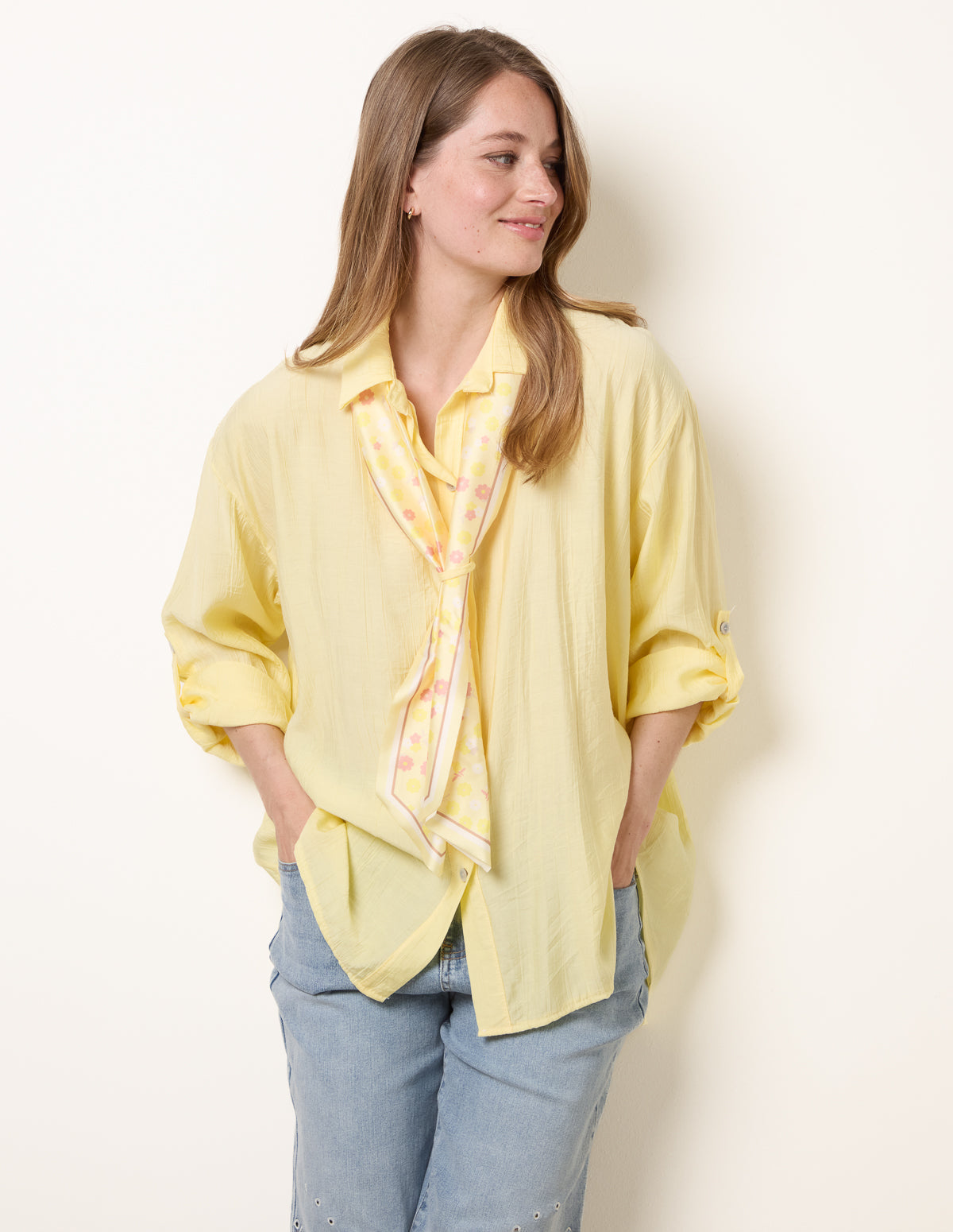 Scarf Viscose Crinkle Shirt