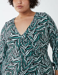 Curve V-Neck Ring Detail Midi Dress