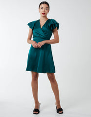 Double Angel Sleeve Wrap Dress