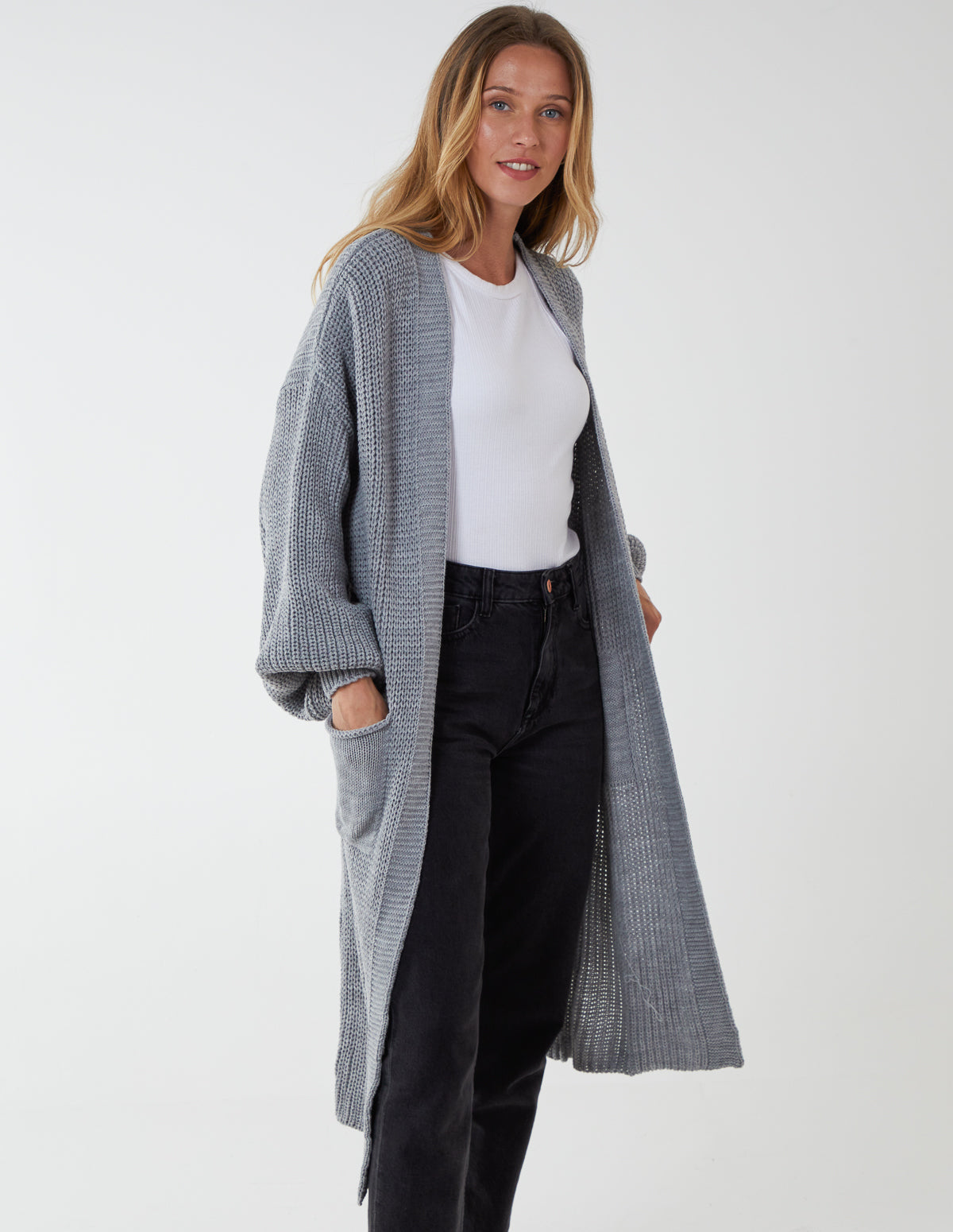 Edge to Edge Knitted Long Cardigan