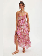 Soleil Printed Chiffon Maxi Dress - purple