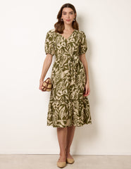 Coconut Button Belted Midi Dress