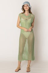 Chest Blocked Crochet Long Dress