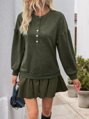 Button Front Mini Sweatshirt Dress