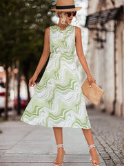 Printed Sleeveless Midi Dress
