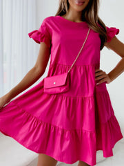 Ruffle Sleeve Tiered Swing Dress
