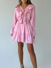 Ruffle Flounce Sleeve Mini Dress