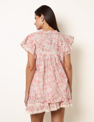 Ditsy Floral Cotton Ruffle Sleeve Top