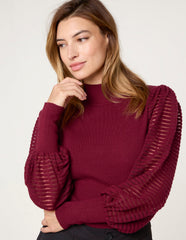 Semi-Sheer Mesh Panel Long Sleeve Jumper