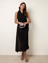 Wrap Knit Halter Shape Dress